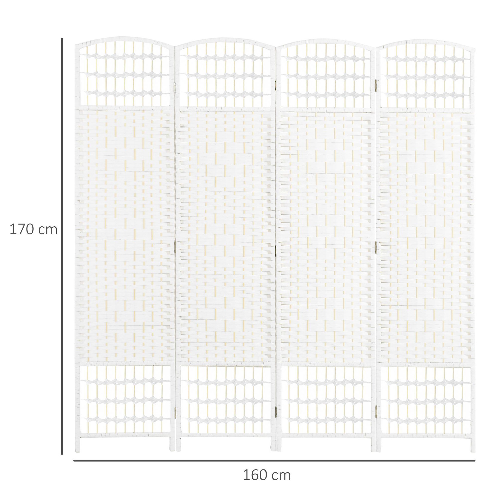 Voir la diapositive 3 : HOMCOM Paravent intérieur 4 panneaux pliables séparateur de pièce bois de peuplier bambou fibres de papier tressée blanc paille