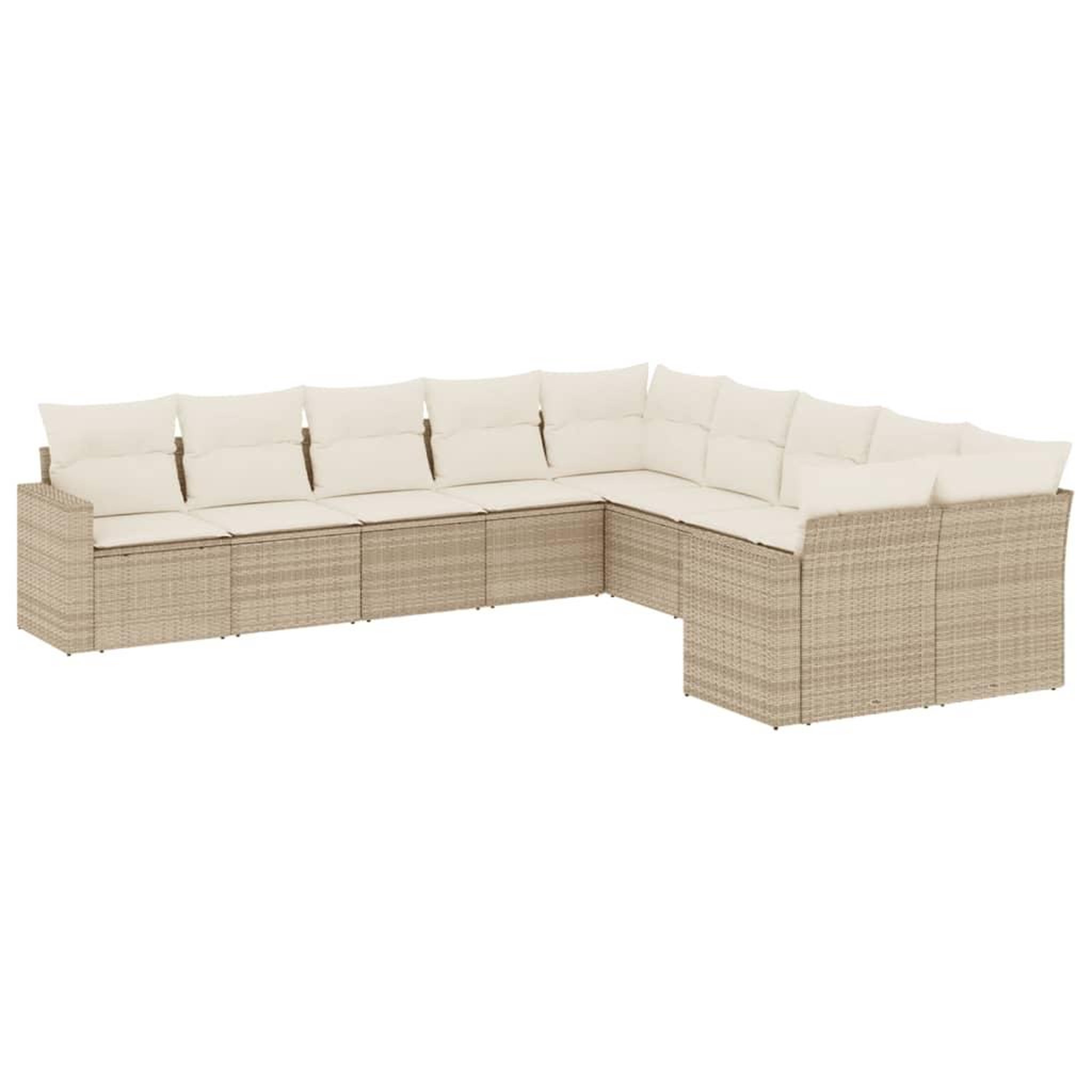 Voir la diapositive 2 : VIDAXL Salon de jardin avec coussins 10 pcs beige resine tressee