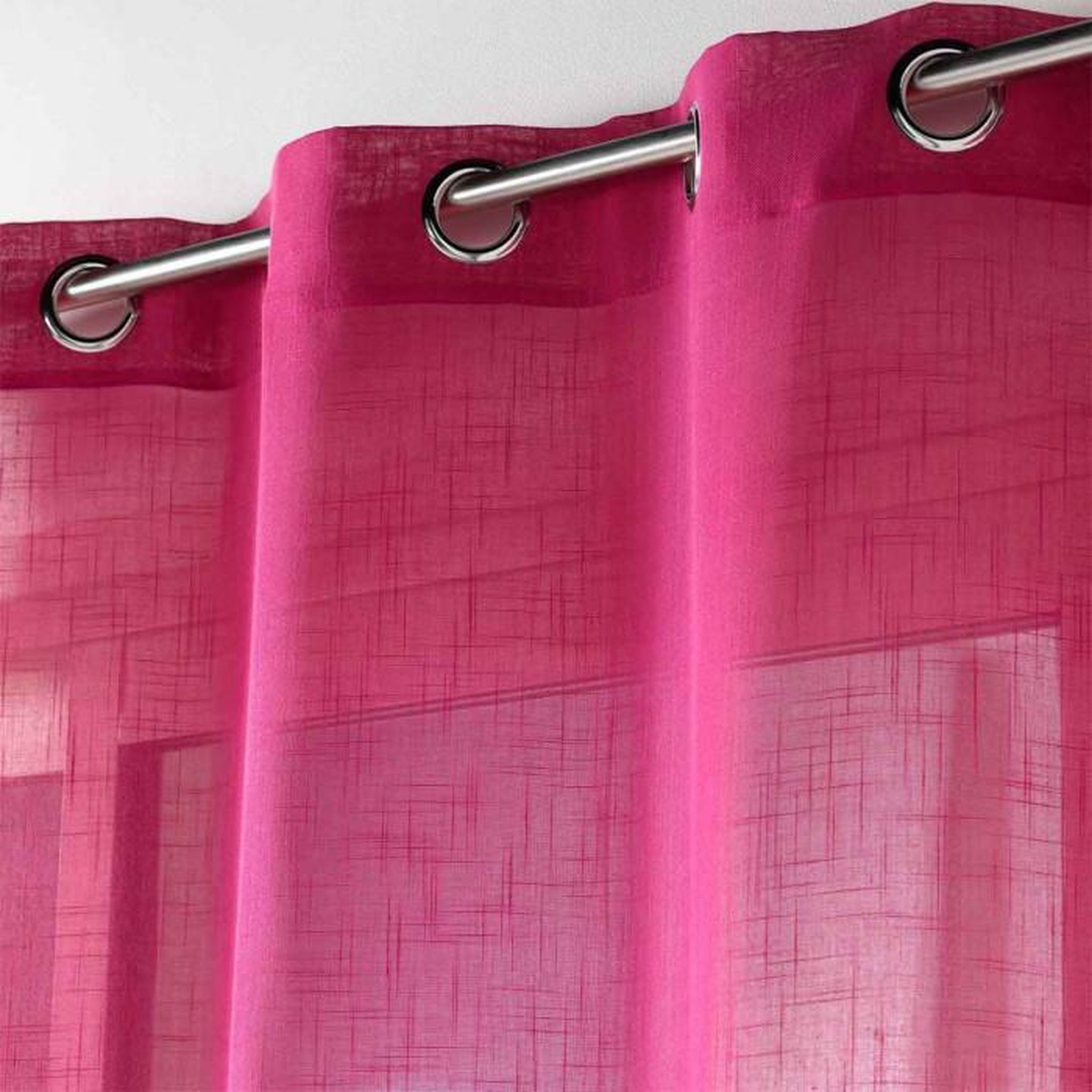 Voir la diapositive 2 : Paris Prix Rideau Voilage à Œillets  Zazy  140x280cm Fuchsia