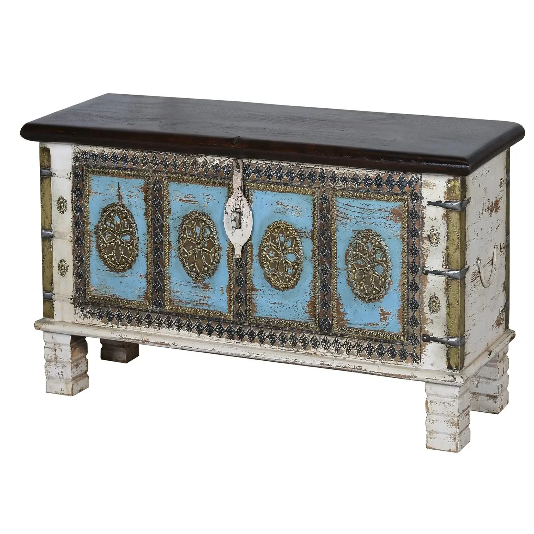 Voir la diapositive 2 : GINER Y COLOMER SL Coffre en bois de manguier massif 116 cm style rustique ethnique