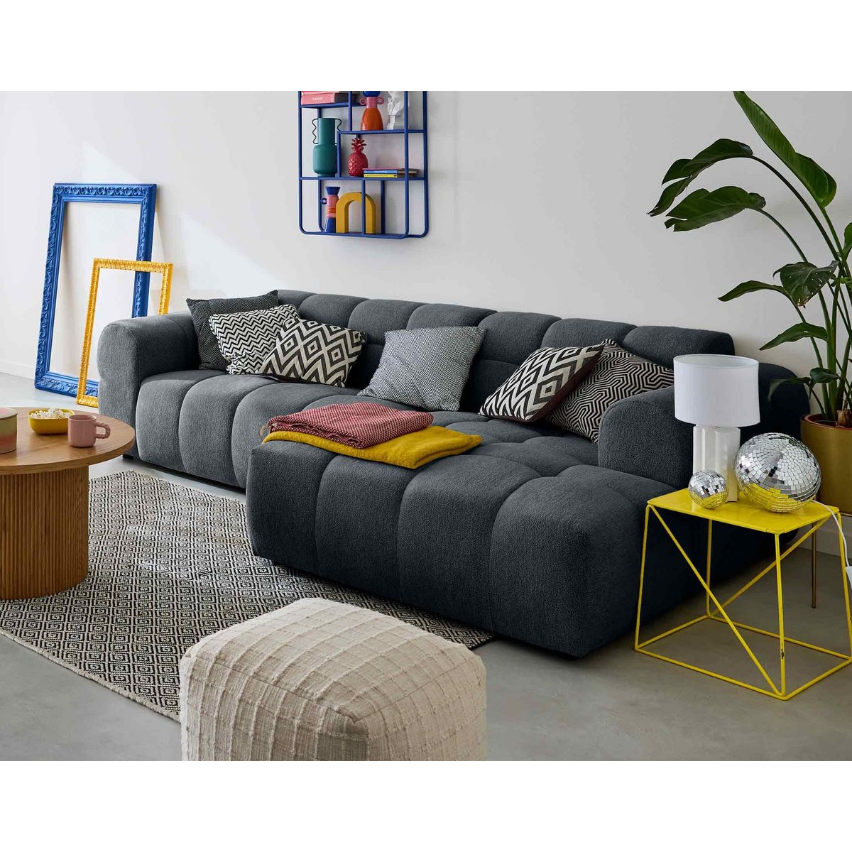 LISA DESIGN Ray - canapé d'angle droit - 4 places - en tissu texturé