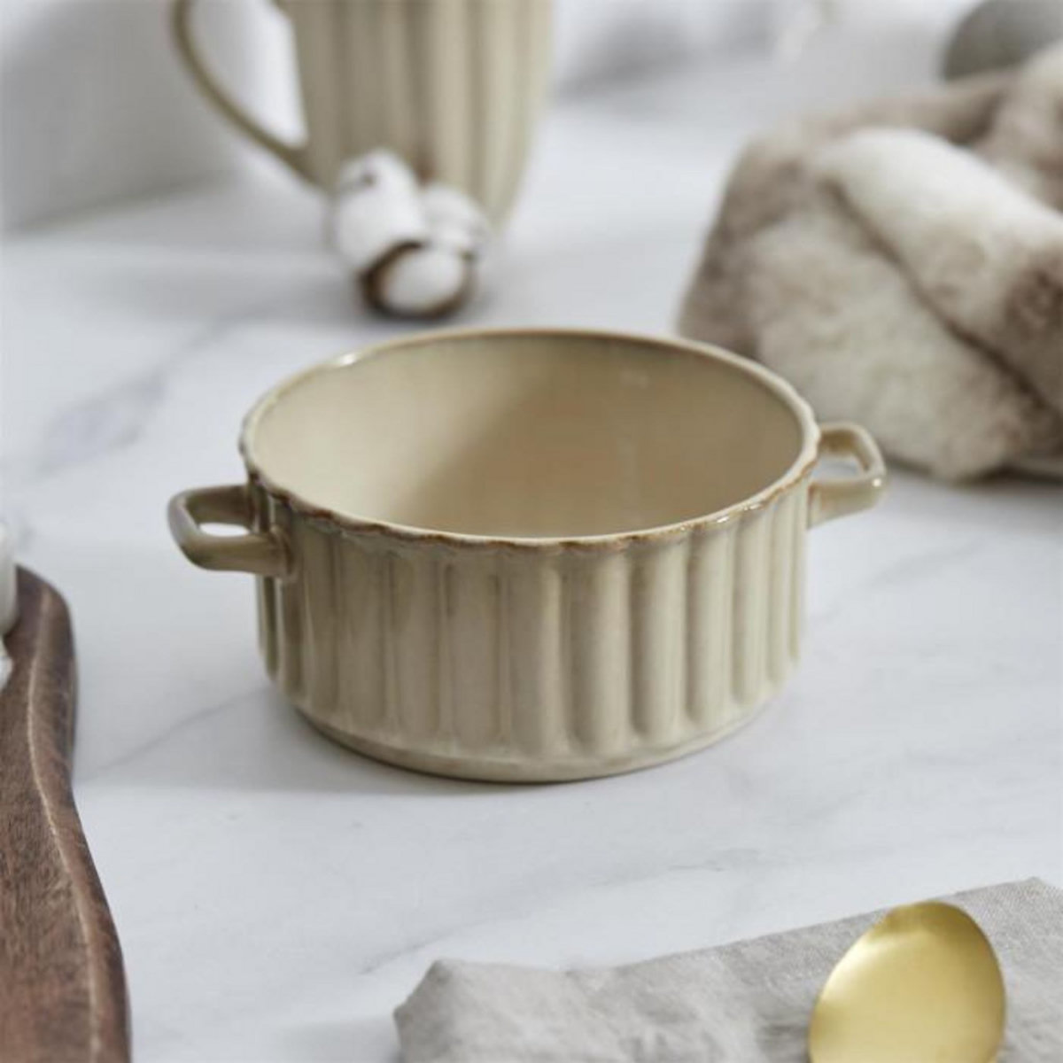 Paris Prix Lot de 6 Bols à Soupe  Vlora  8cm Beige