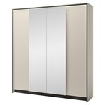 BEST MOBILIER Kimi - armoire - 4 portes - led et miroirs inclus - 251x215 cm. Coloris disponibles : Beige