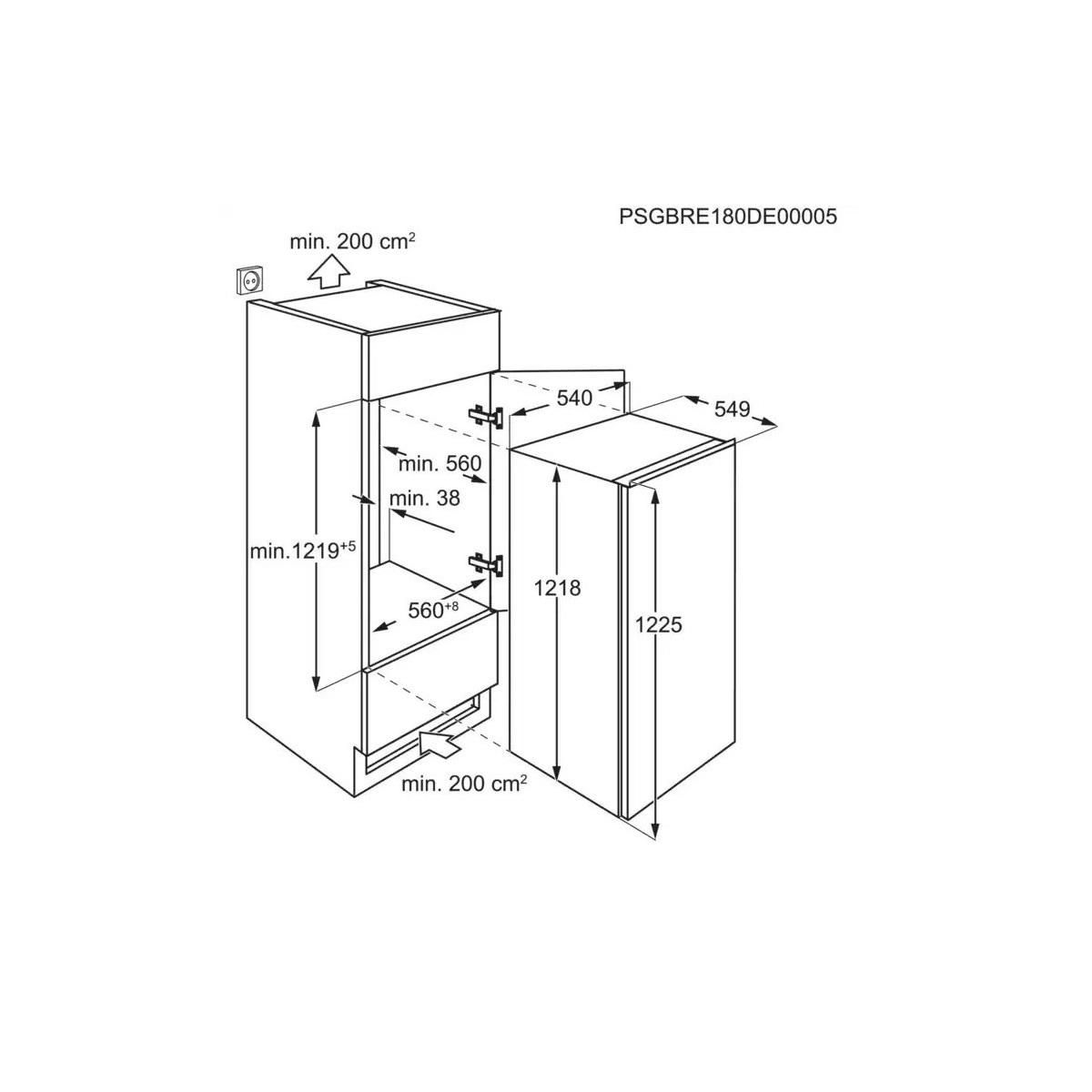 ELECTROLUX Refrigérateur 1 porte intégrable à glissières 208l - ERB3DE12S