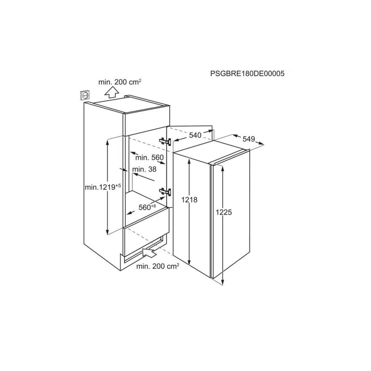 ELECTROLUX Refrigérateur 1 porte intégrable à glissières 208l - ERB3DE12S
