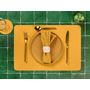 Voir la diapositive 5 : BJORN Set de table rectangulaire réversible - 6 pièces - Cuir recyclé jaune moutarde et vert sapin