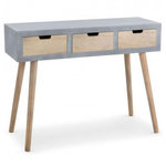 Paris Prix Console Scandinave 3 Tiroirs  Kim  100cm Gris