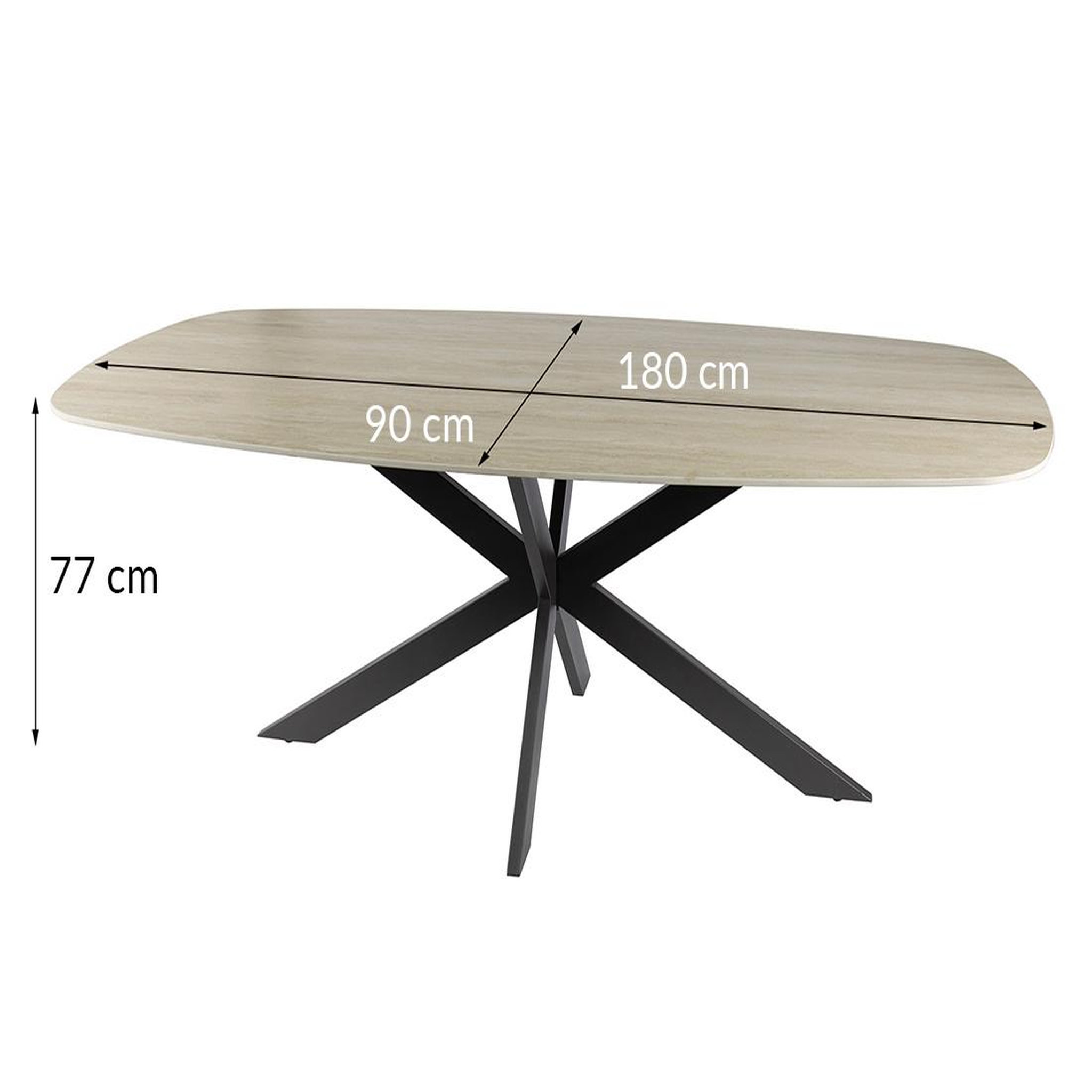 Voir la diapositive 5 : BEST MOBILIER Ruben - table à manger - plateau en céramique 3d effet travertin - pieds en acier - 4 à 6 personnes