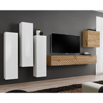 Paris Prix Ensemble Meuble TV  Switch Lamel III  330cm Naturel & Blanc