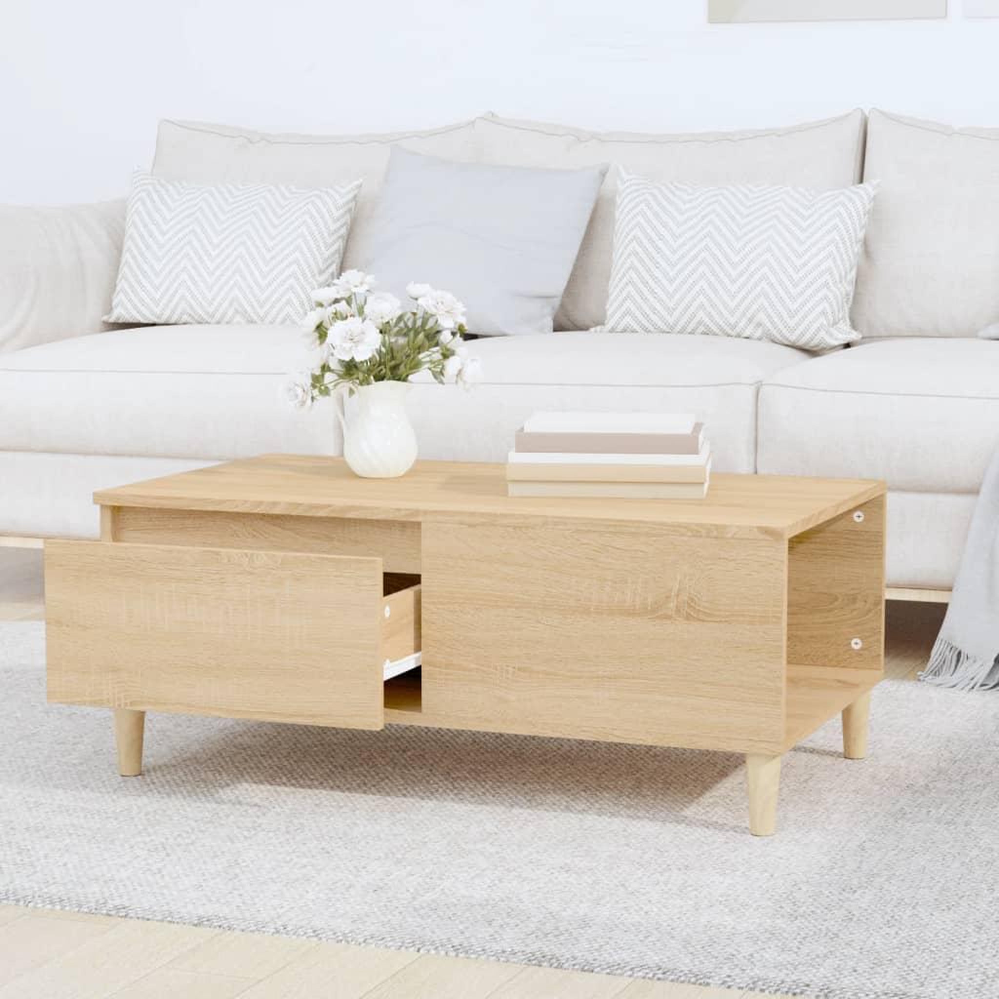 Voir la diapositive 3 : VIDAXL Table basse Chene sonoma 90x50x36,5 cm Bois d'ingenierie