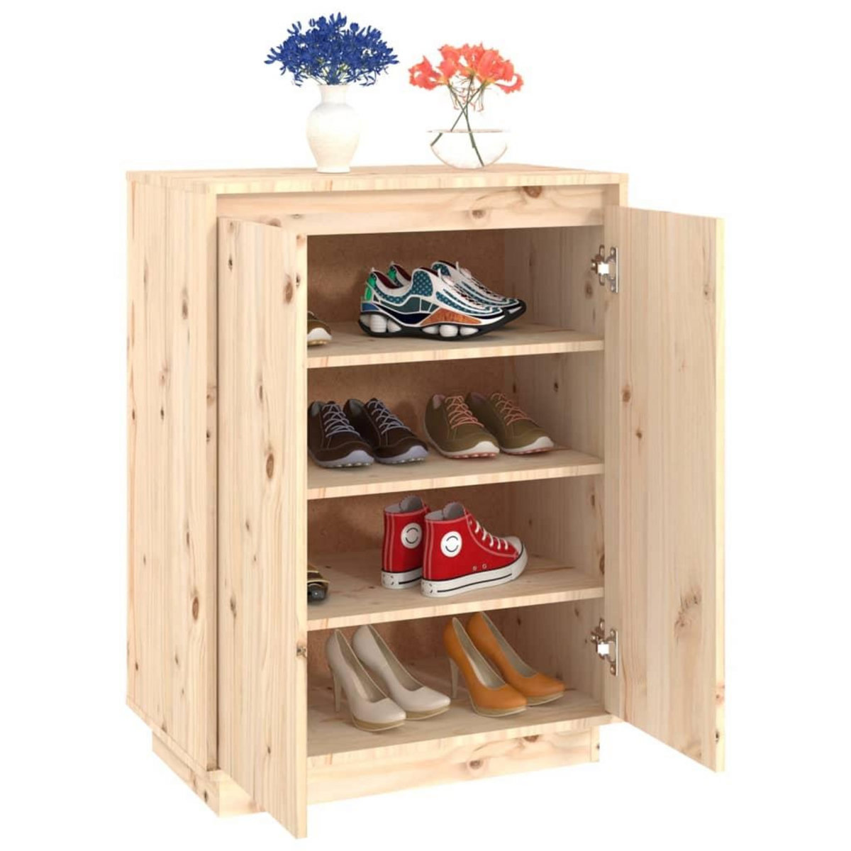 VIDAXL Armoire a chaussures 60x35x80 cm Bois de pin massif