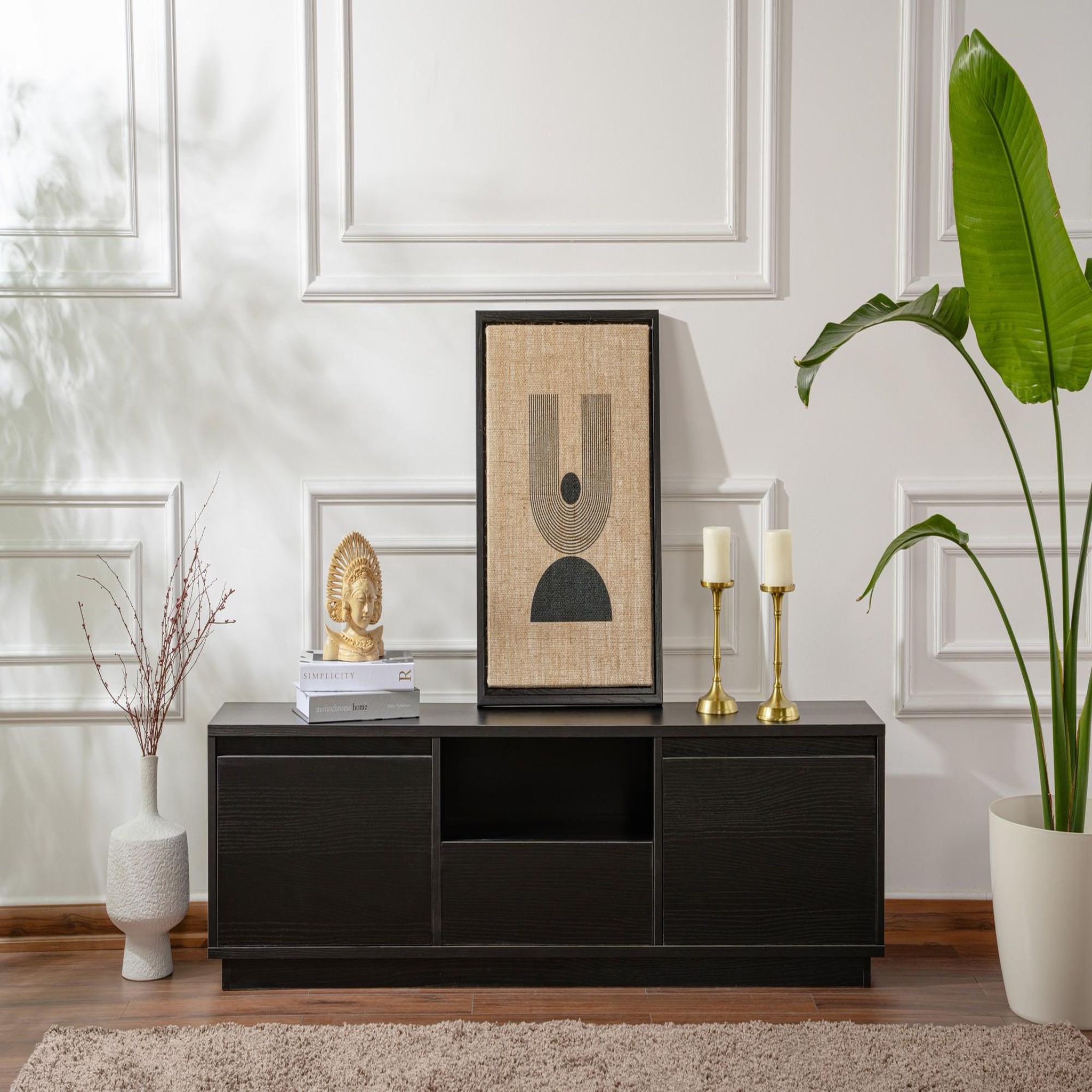 Voir la diapositive 4 : Habitat et Jardin Meuble tv en bois  vanguard  160 x 30 x 42 cm - bois noir