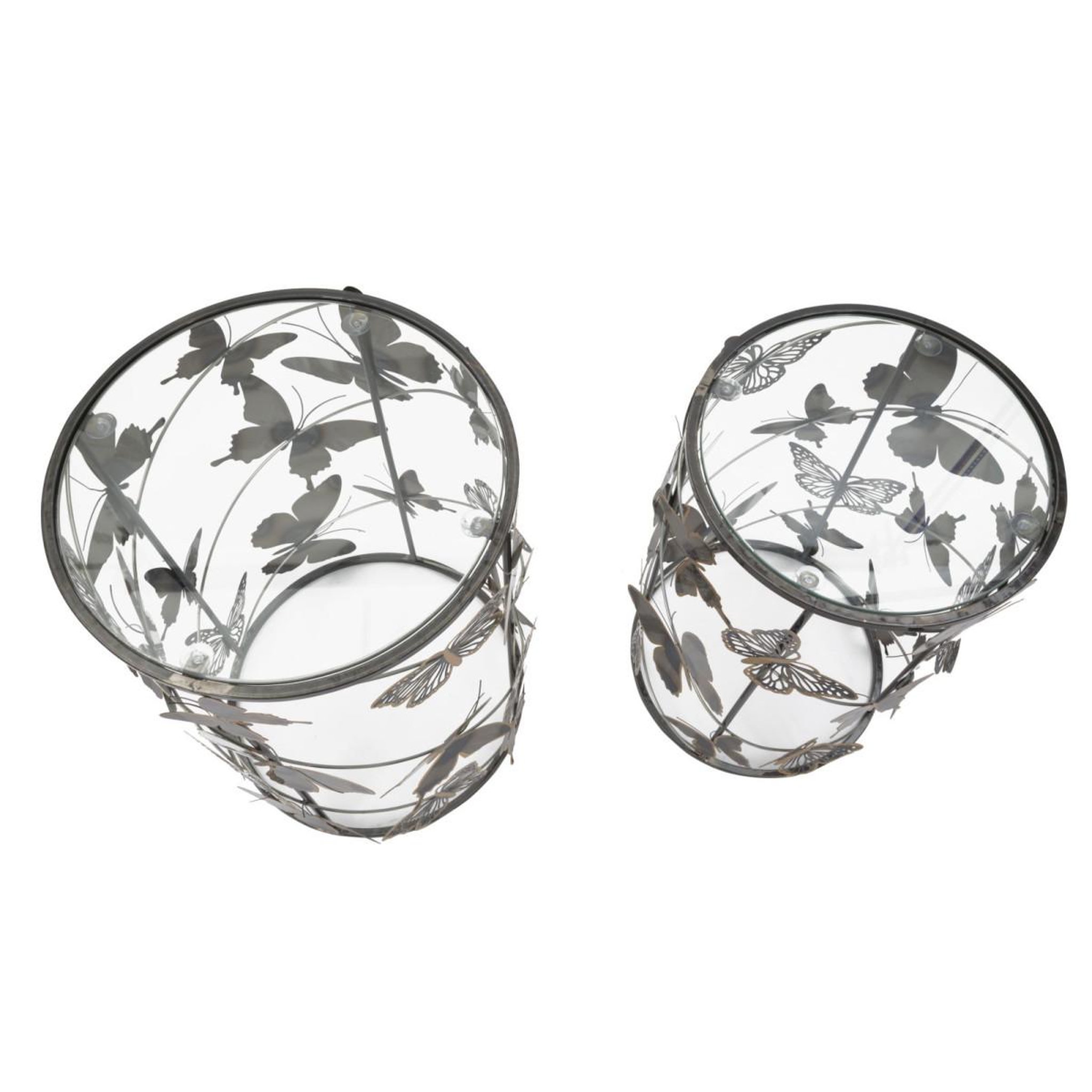 Voir la diapositive 2 : Paris Prix Lot de 2 tables d'appoint  butterfly  55cm multicolore