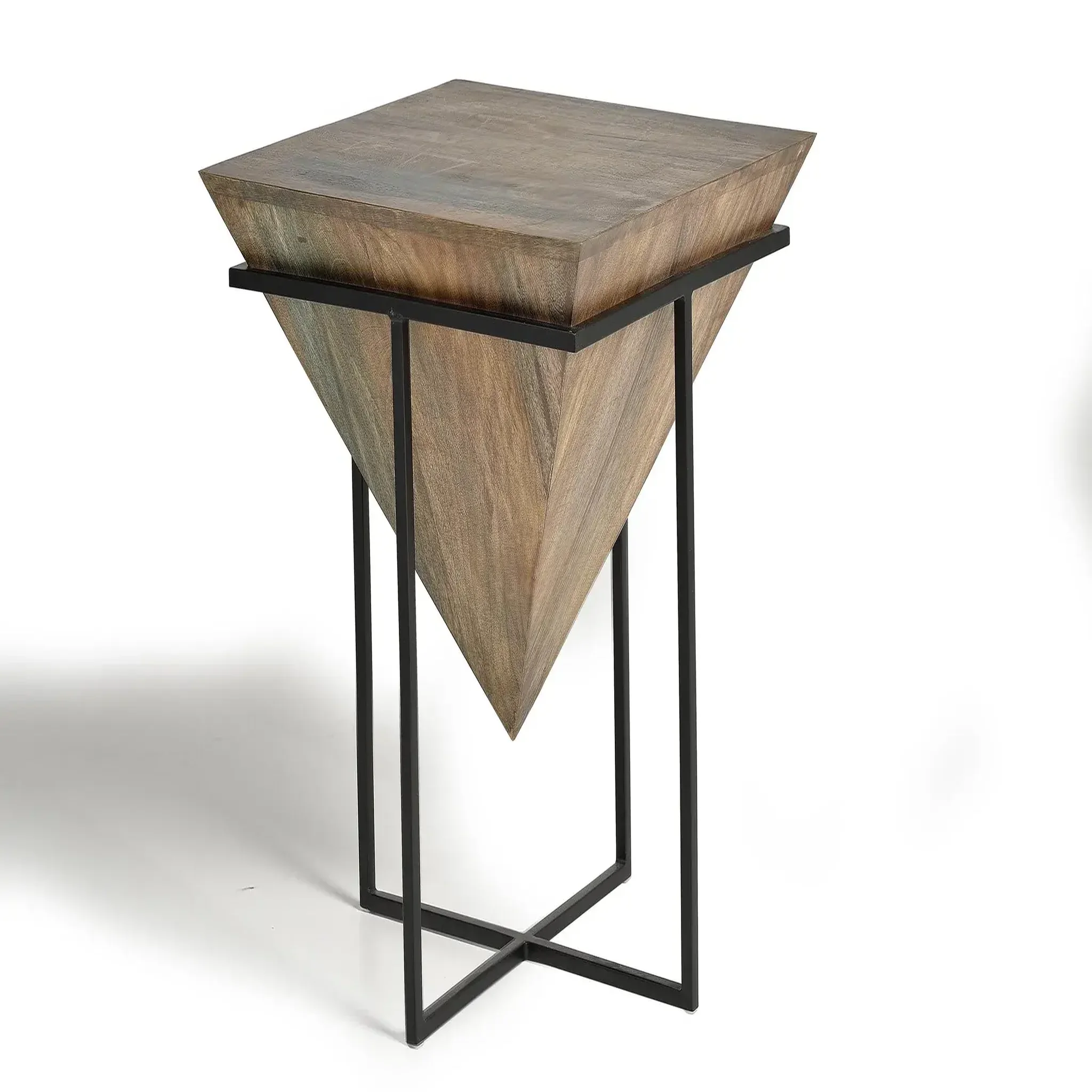 GINER Y COLOMER SL Table d'appoint en bois de manguier 50 cm style industriel vintage
