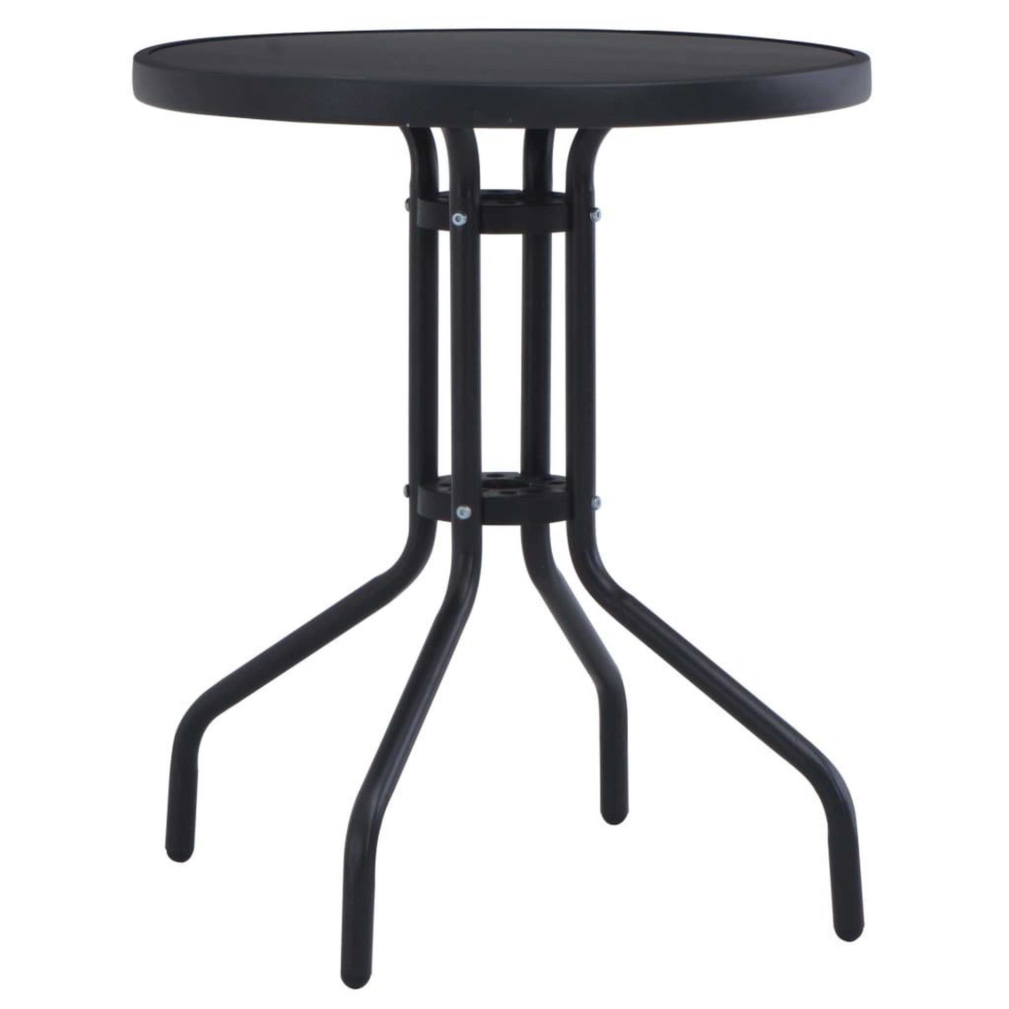 Voir la diapositive 1 : VIDAXL Table de jardin Noir 80 cm Acier et verre