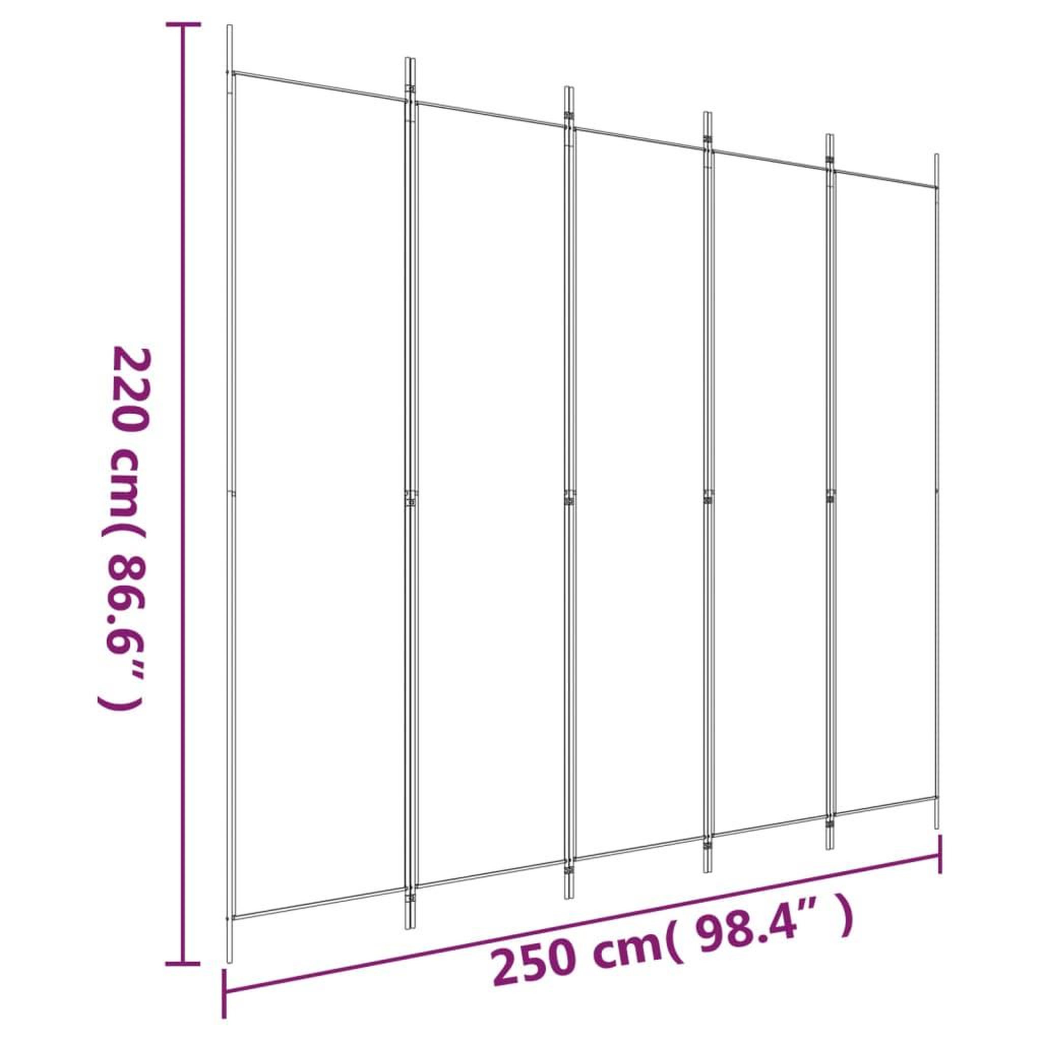 Voir la diapositive 6 : VIDAXL Cloison de separation 5 panneaux Marron 250x220 cm Tissu