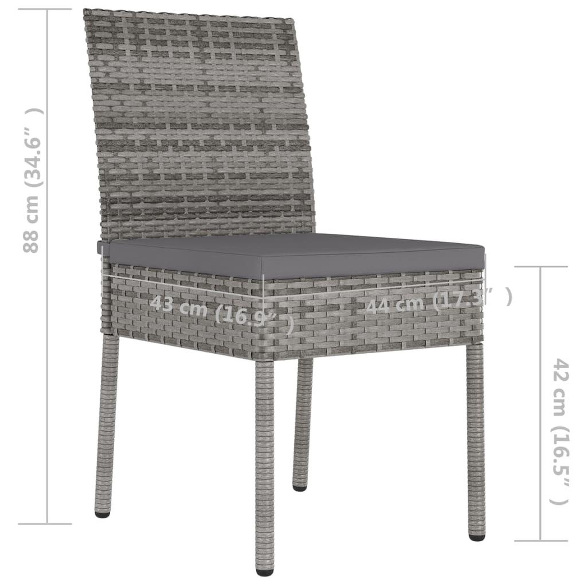 Voir la diapositive 6 : VIDAXL Chaises a manger de jardin lot de 4 Resine tressee Gris