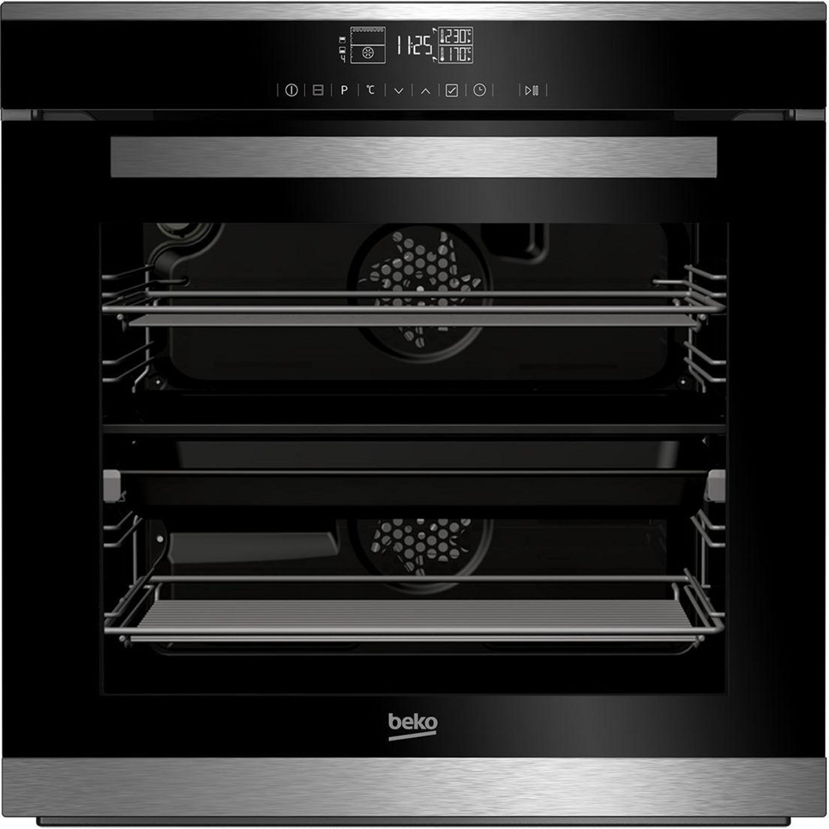 Beko Four intégrable multifonction 80l 60cm a pyrolyse inox/noir - bvm35400xps
