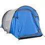 OUTSUNNY Tente pop up montage instantané - tente de camping 2 pers.  - 1 porte + 2 fenêtres - dim. 2,2L x 1,08l x 1,1H m - fibre verre polyester bleu gris