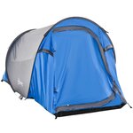 OUTSUNNY Tente pop up montage instantané - tente de camping 2 pers.  - 1 porte + 2 fenêtres - dim. 2,2L x 1,08l x 1,1H m - fibre verre polyester bleu gris