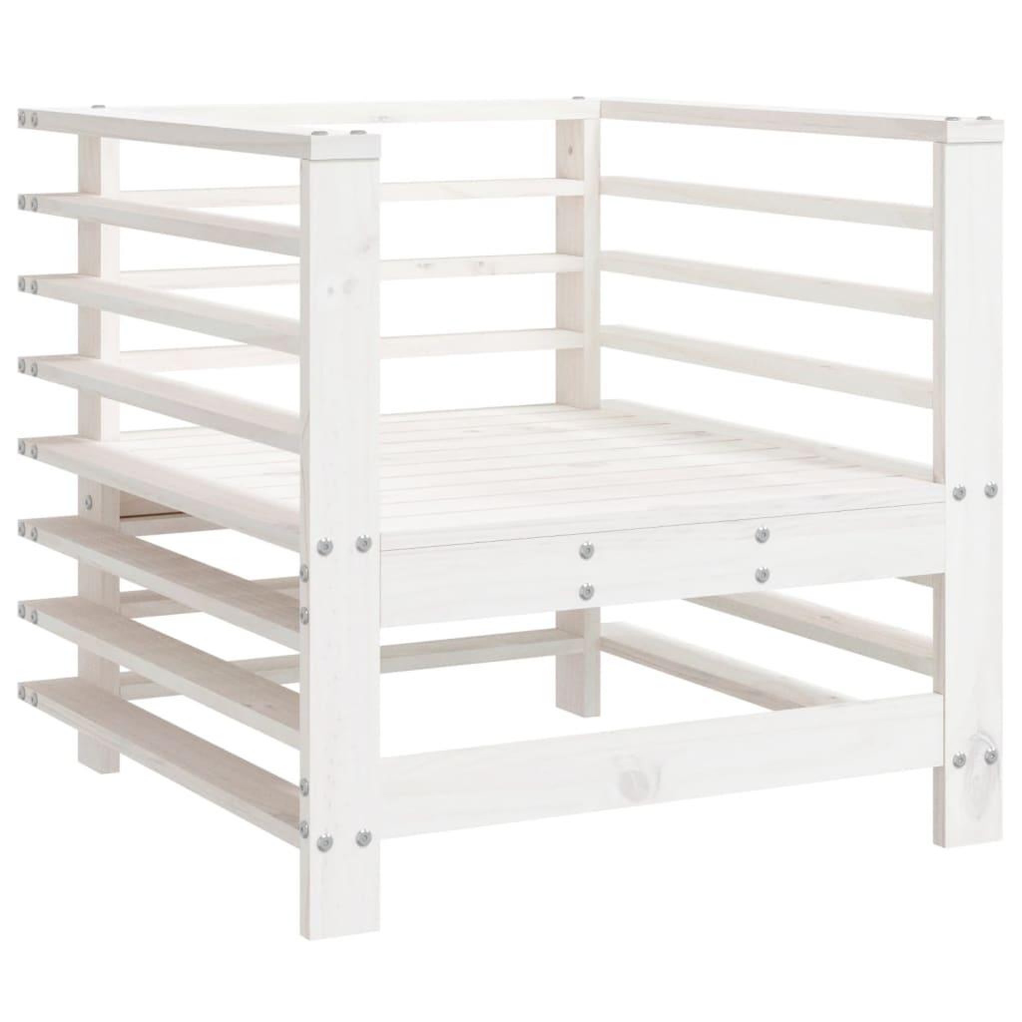 Voir la diapositive 5 : VIDAXL Salon de jardin 7 pcs Blanc Bois de pin massif