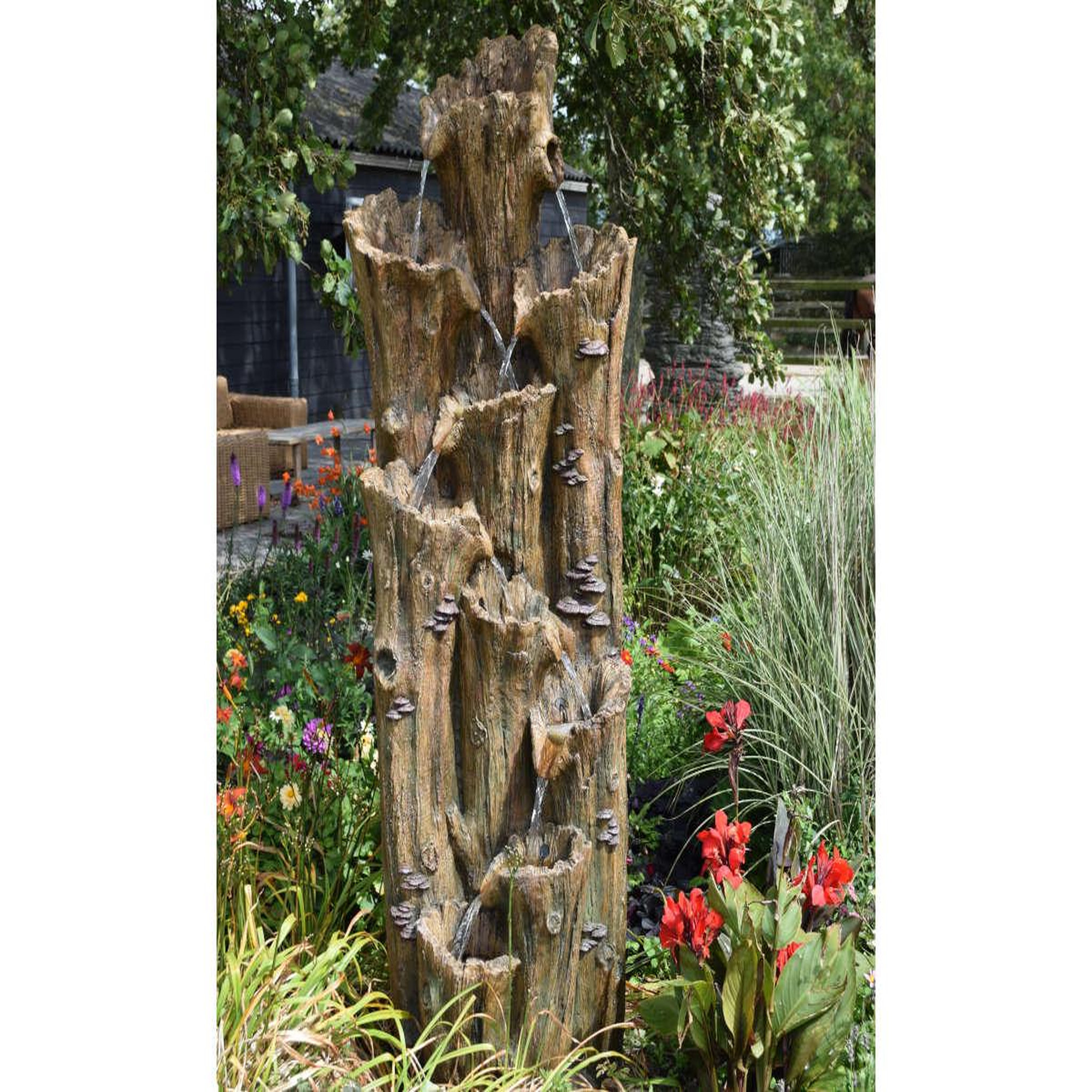 Ubbink Fontaine de jardin Tiros vieux troncs d'arbre avec cascades et éclairage LED - Ubbink