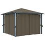 Voir la diapositive 3 : VIDAXL Tonnelle avec rideau et lumieres LED 3x3 m Taupe Aluminium