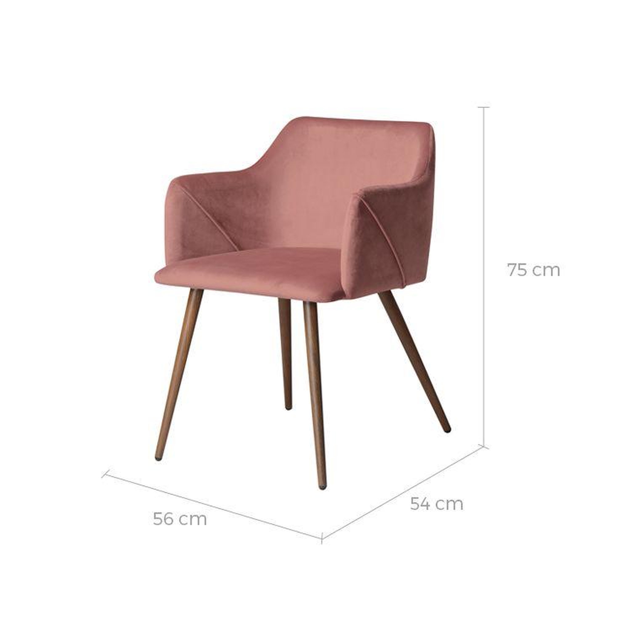 Voir la diapositive 4 : MAISON PAVANE Lot de 2 chaises avec accoudoirs en velours rose-daisy