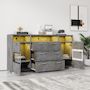 Voir la diapositive 5 : MERAX Buffet 2 porte(s) 3 tiroir(s) - 140 cm gris led panneau de particules