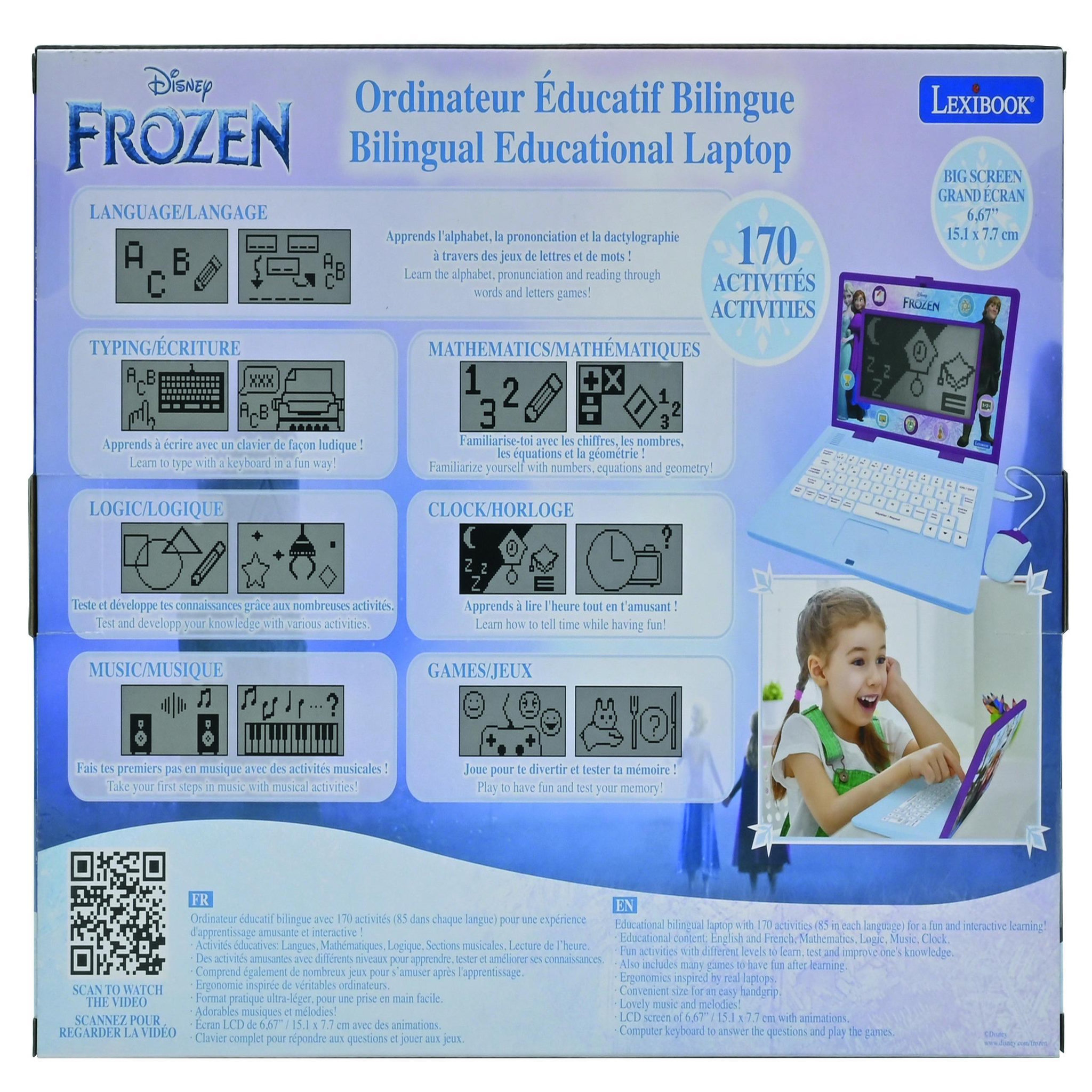 Voir la diapositive 5 : Lexibook Ordinateur portable  6.7” éducatif bilingue La reigne des neige (FR/EN)