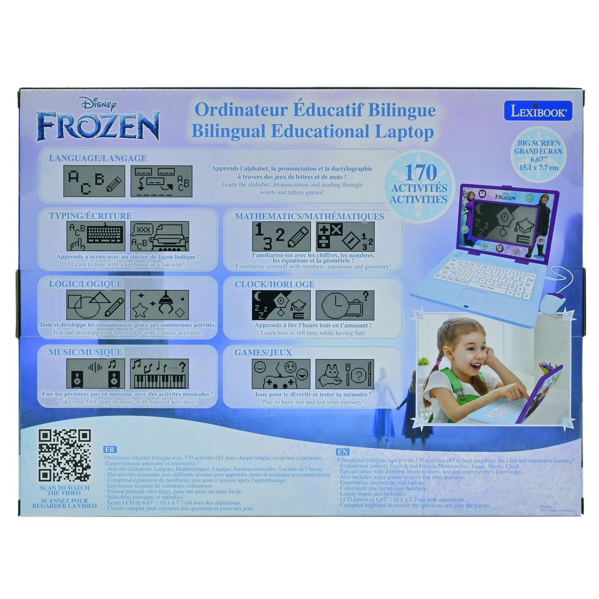 Lexibook Ordinateur portable  6.7” éducatif bilingue La reigne des neige (FR/EN)