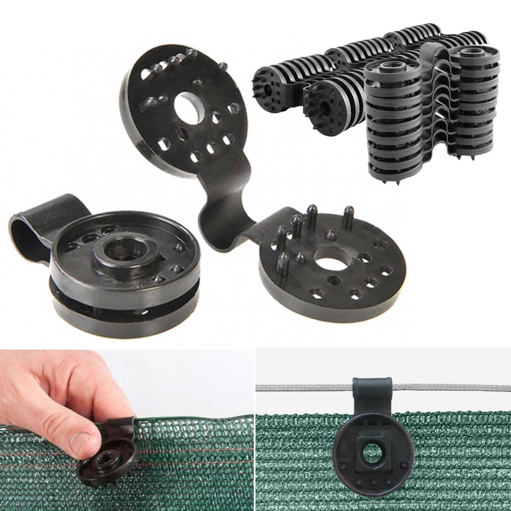 Voir la diapositive 2 : ID MARKET Lot de 20 clips de fixation pour brise vue