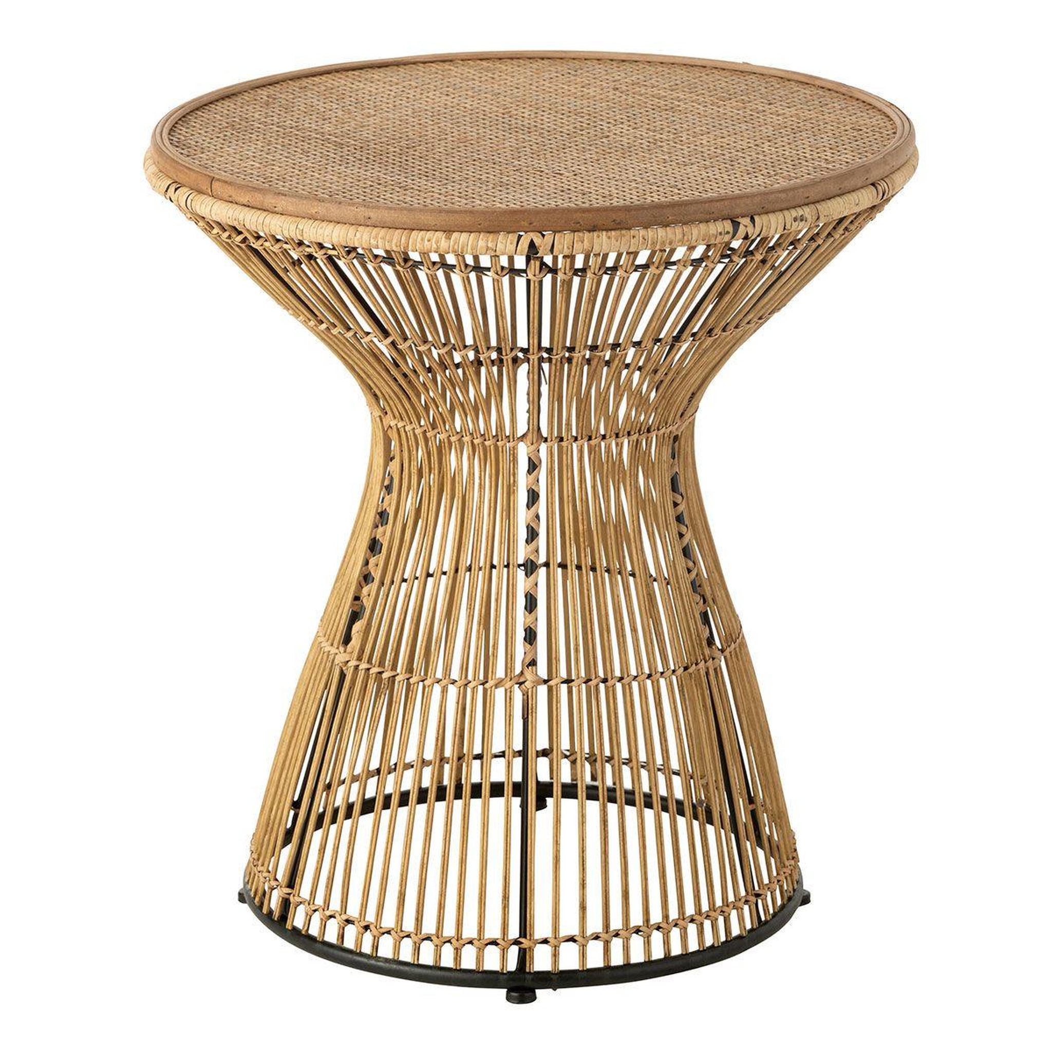 J-LINE Table d'appoint design en bambou  rainures  63cm naturel