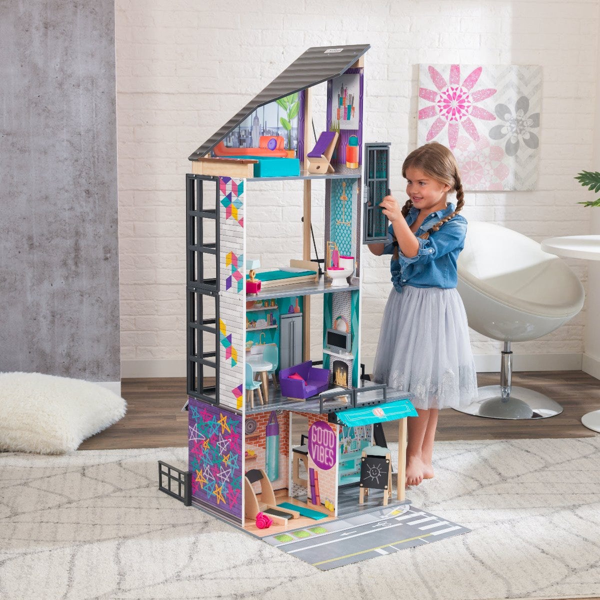 Voir la diapositive 3 : Kidkraft Maison de poupées en bois - Bianca City Life