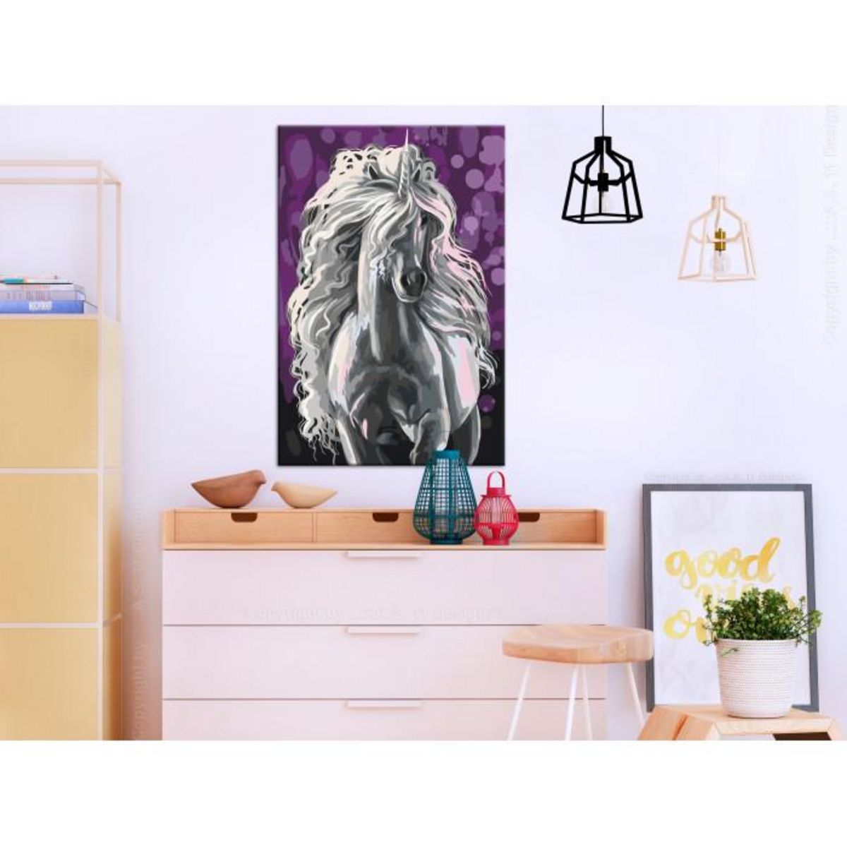 Paris Prix Tableau à Peindre Soi-Même  Licorne Blanche  40x60cm
