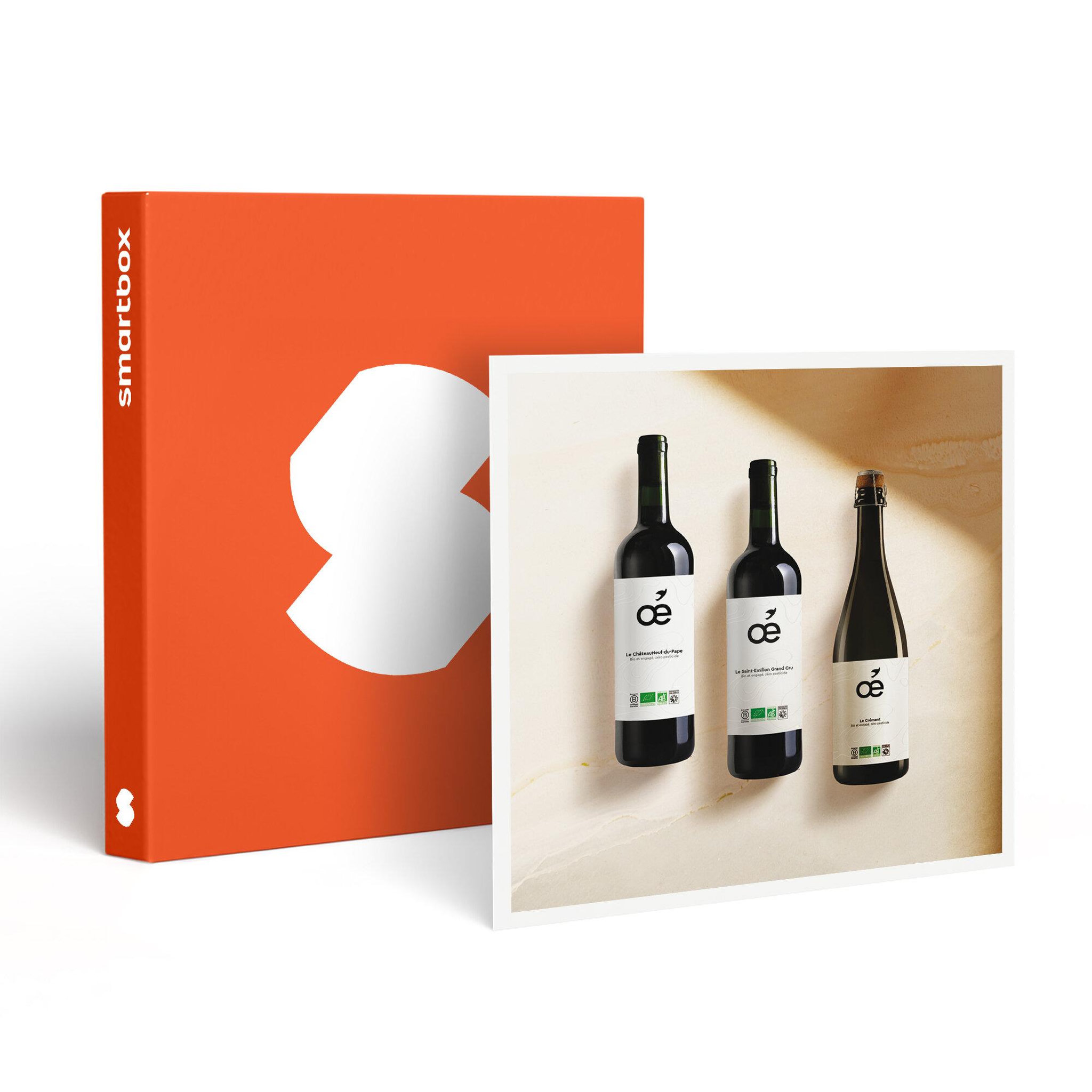 Smartbox Coffret de 3 bouteilles de vin bio prestige livrées à domicile - coffret cadeau gastronomie