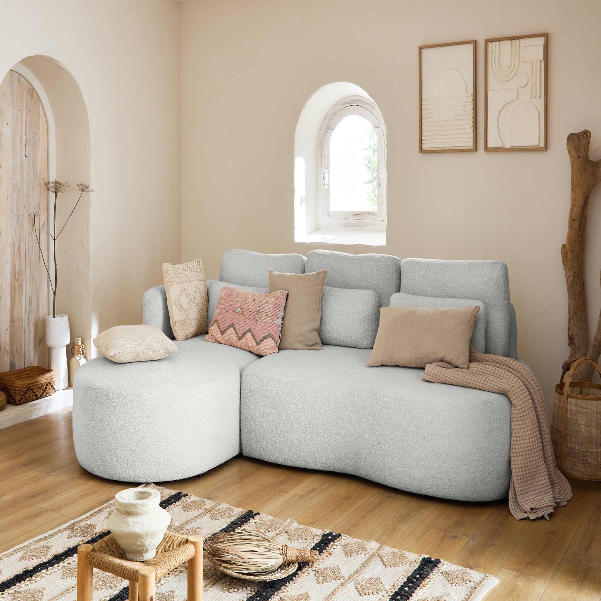 Voir la diapositive 5 : BEST MOBILIER Mahina - canapé d'angle gauche - 4 places - convertible avec coffre - en tissu bouclette
