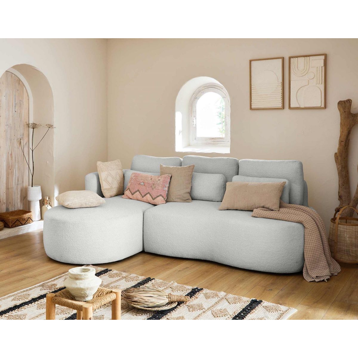 LISA DESIGN Mahina - canapé d'angle gauche - 4 places - convertible avec coffre - en tissu bouclette