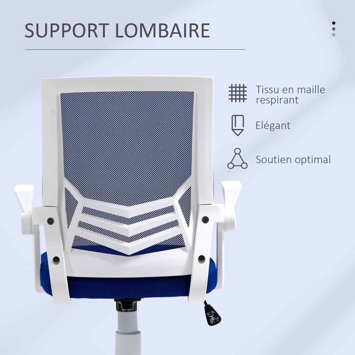 VINSETTO Vinsetto Chaise de bureau ergonomique support lombaires hauteur réglable pivotante 360° accoudoirs relevables polyester maille bleu