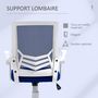 Voir la diapositive 6 : VINSETTO Vinsetto Chaise de bureau ergonomique support lombaires hauteur réglable pivotante 360° accoudoirs relevables polyester maille bleu
