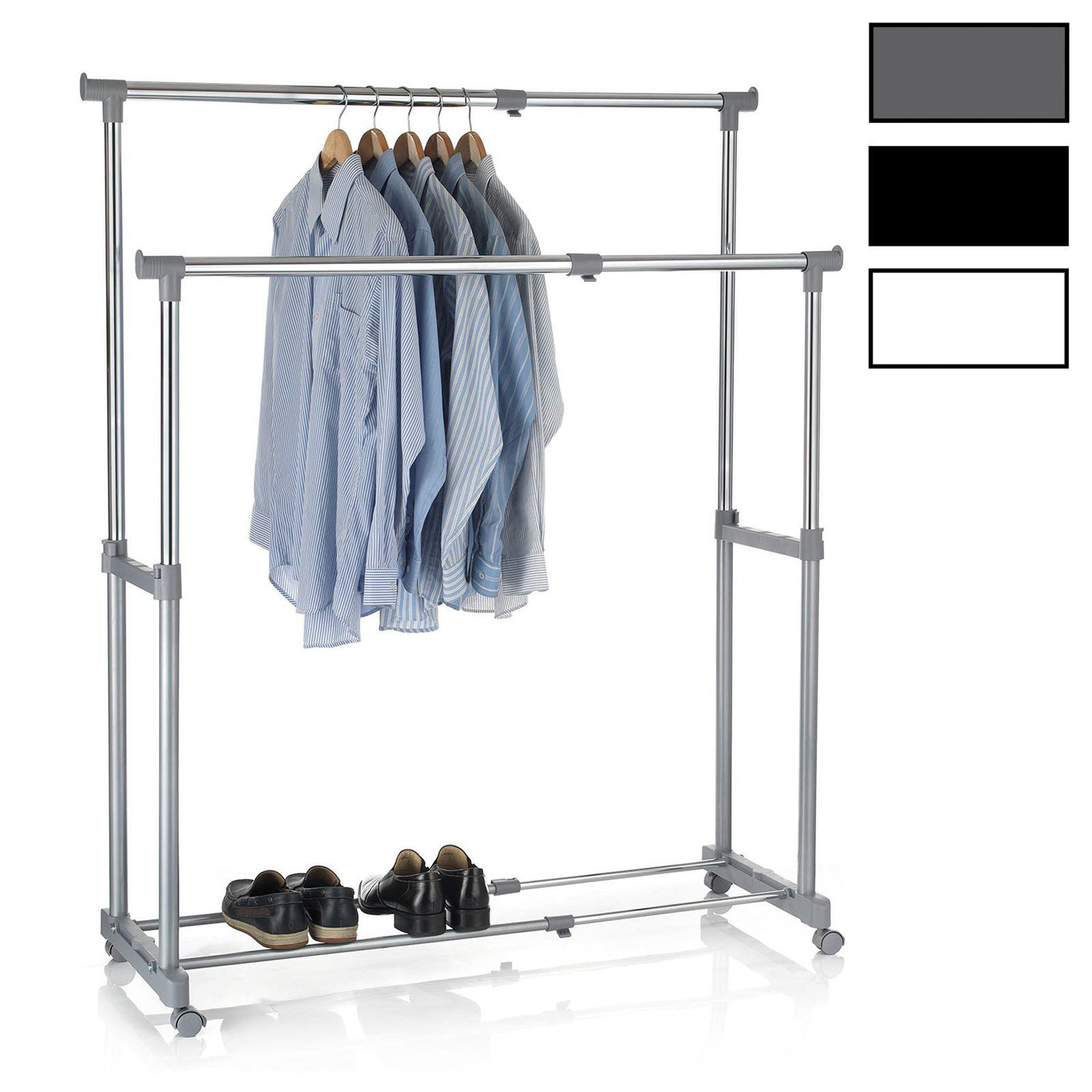 IDIMEX Portant à vêtements casa, en métal chromé. Coloris disponibles : Gris, Blanc