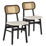VS VENTA-STOCK Pack de 2 chaises Boira Noire avec Imitation tissu mouton et rotin synthétique