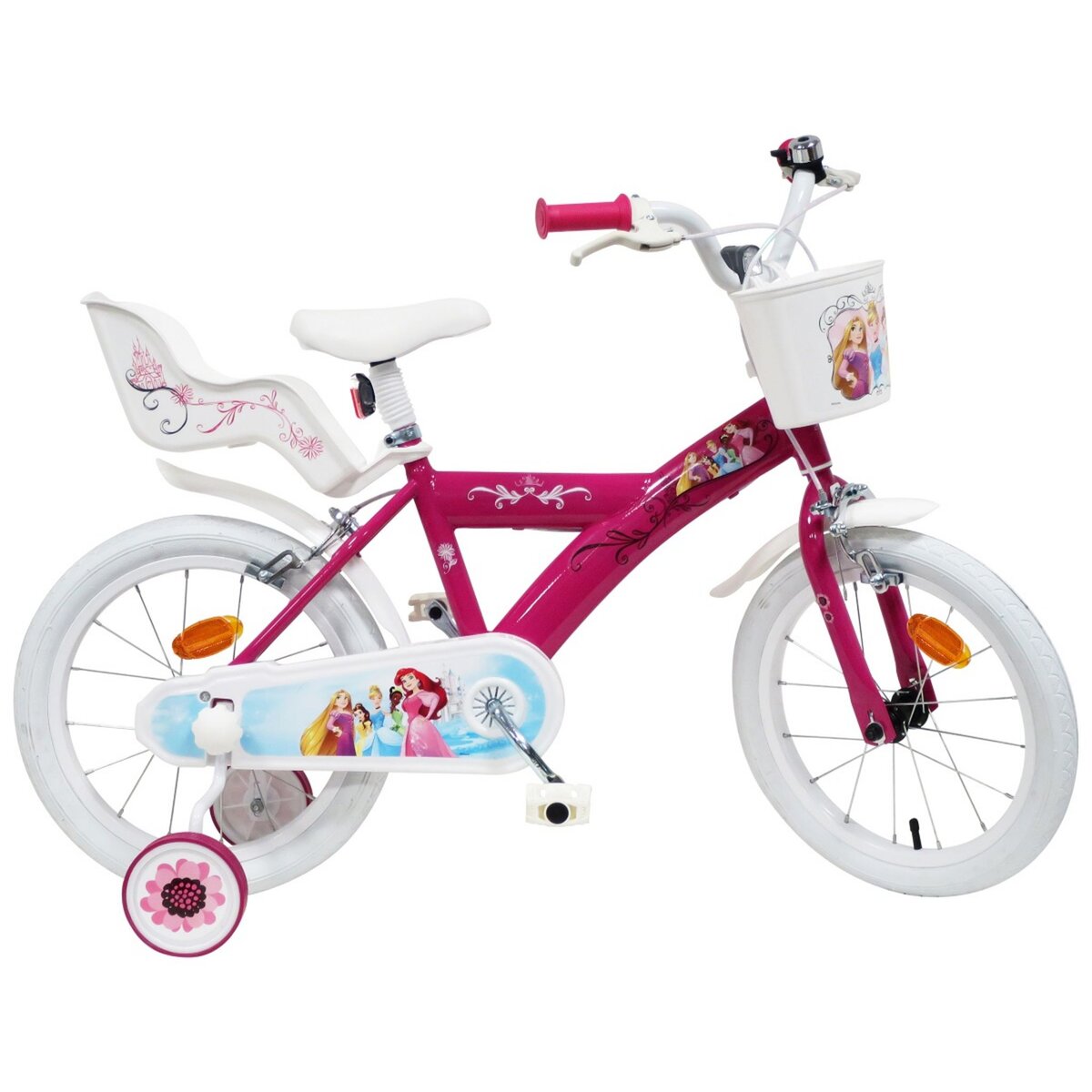 Vélo 12 Fille Licence Reine des Neiges pour enfant de 3 à 5 ans avec  stabilisateurs à molettes - Panier avant - 1 frein au meilleur prix