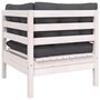 Voir la diapositive 3 : VIDAXL Canape d'angle de jardin avec coussins Blanc Bois de pin massif