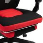 Voir la diapositive 5 : HOMCOM Fauteuil gaming chaise gamer dossier et hauteur réglable roulettes pivotantes repose-pied tissu maille rouge noir