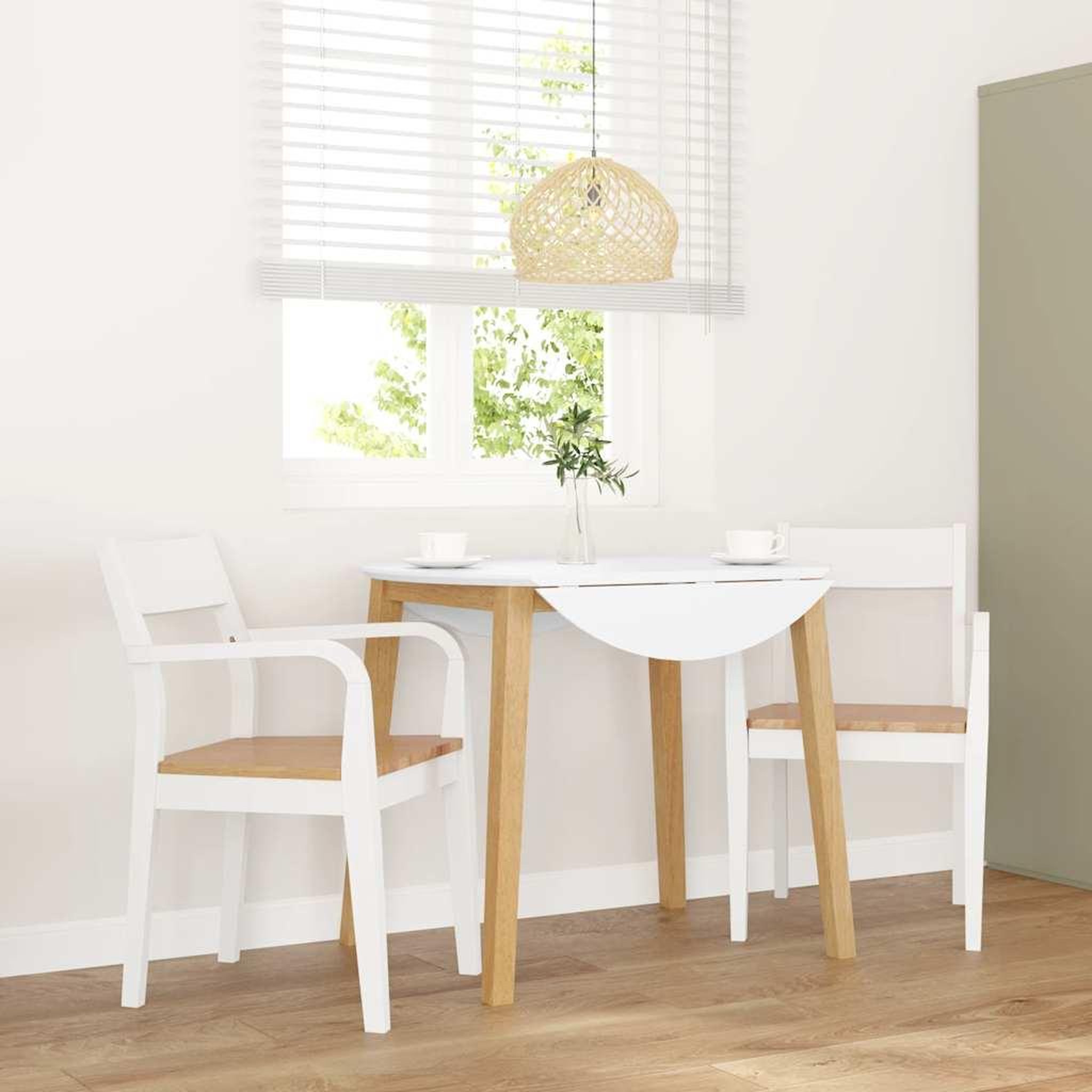 VIDAXL Chaises a manger 2 pcs blanc bois massif caoutchouc