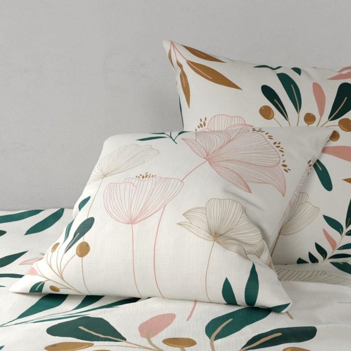 ATELIER DU COTON Housse de couette 240x220 KANO + 2 taies coton 57 fils