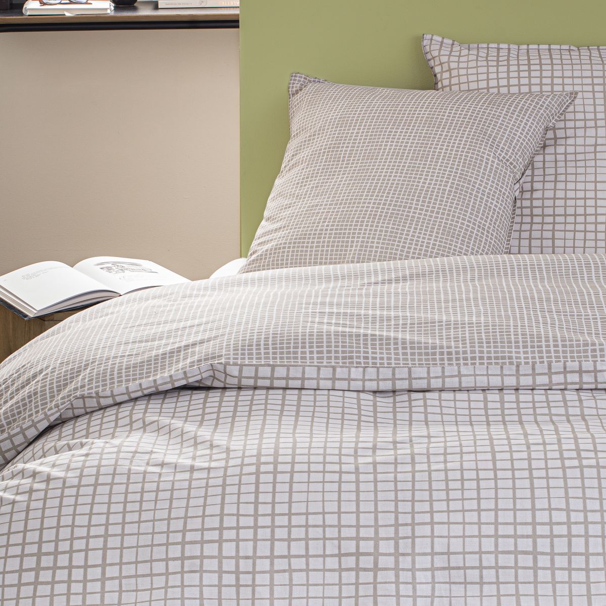 TODAY Parure housse de couette en polyester motif à carreaux QUADRI