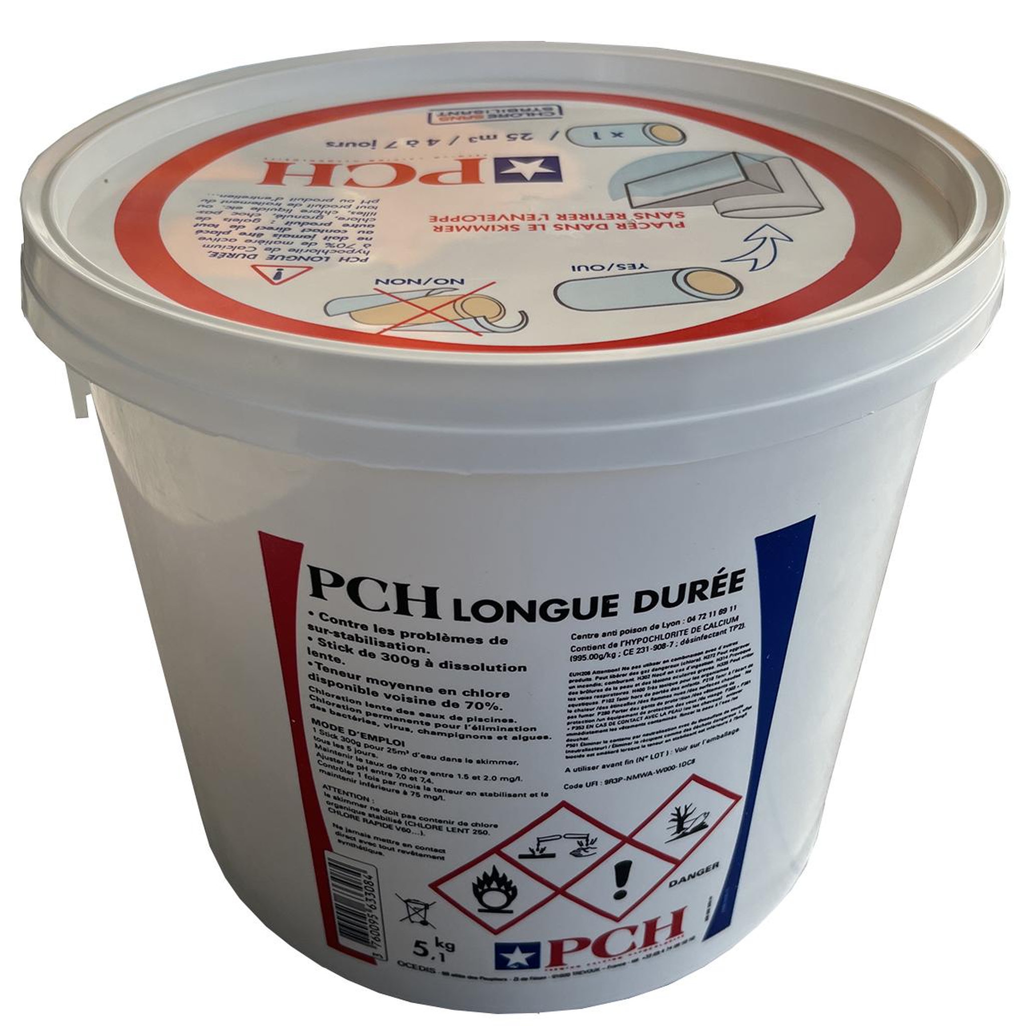 Voir la diapositive 2 : Pch Chlore lent stick 300g 5.1kg - HYPOCHLORITE CALCIUM LONGUE DUREE
