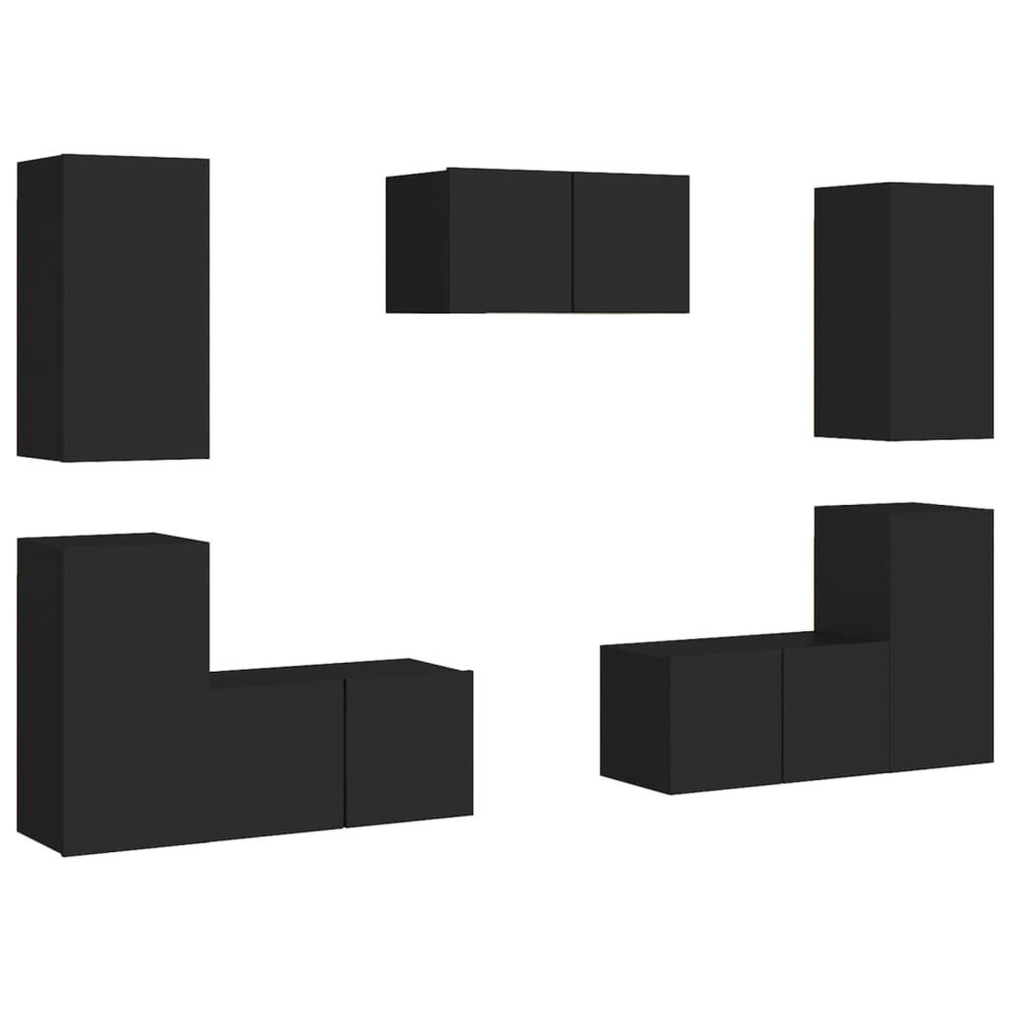 Voir la diapositive 2 : VIDAXL Ensemble de meubles TV 7 pcs Noir Bois d'ingenierie
